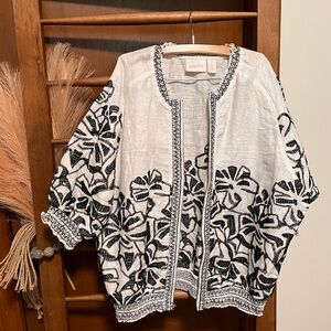 Chico's Black and White Embroidered Jacket